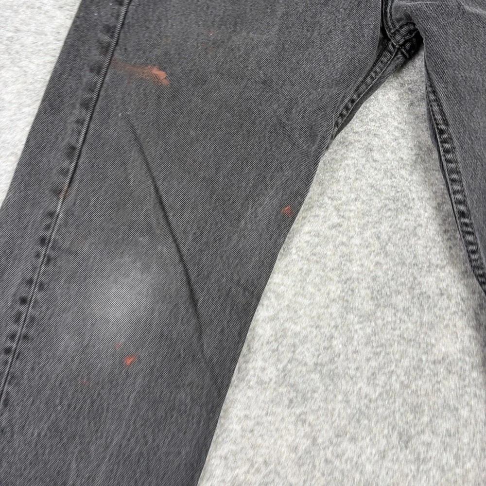 Levi's 505 Straight Leg Jeans‎ Mens 33x32 Faded Black Distressed Denim Workwear